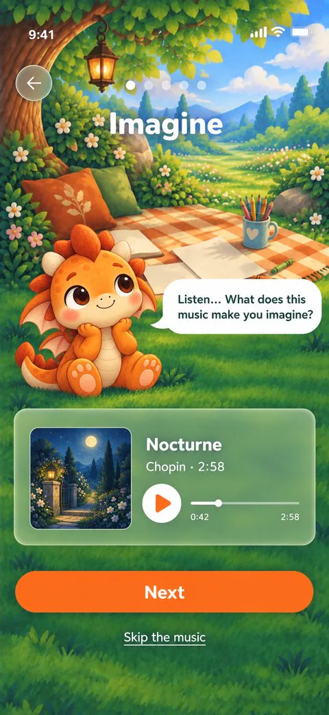 Imagine: Lesi asks what the music makes you imagine while a Chopin nocturne plays